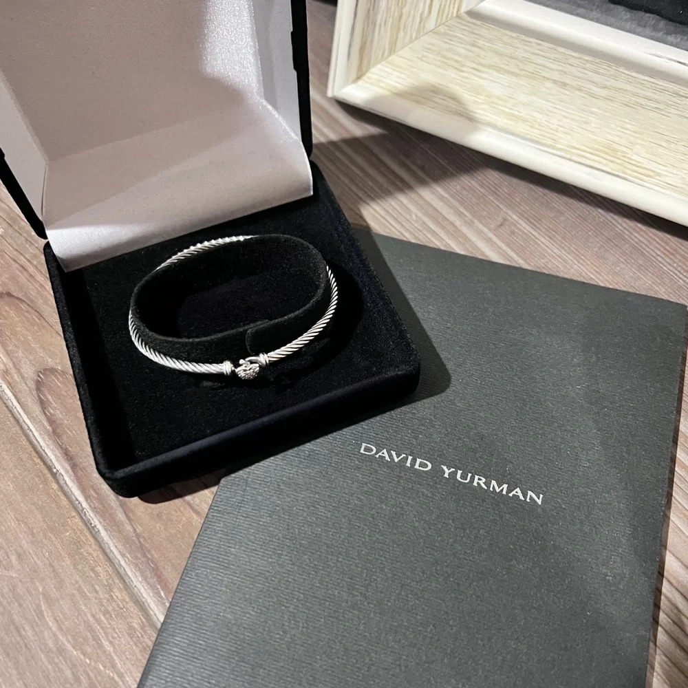 David Yurman Cable Collectibles® Heart Bracelet Sterling Silver w/Pavé Diamonds